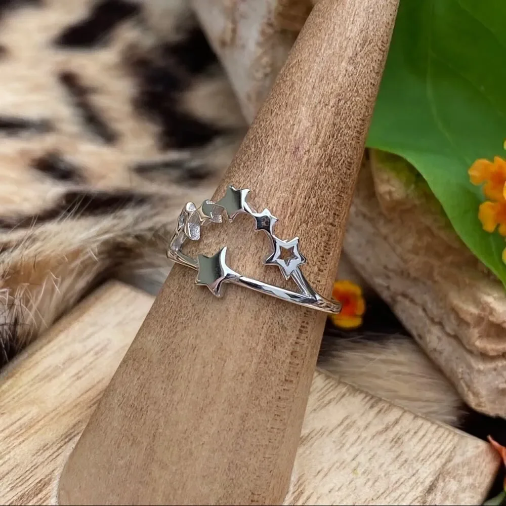 Multi Star Cluster Sterling Silver Ring Size 6